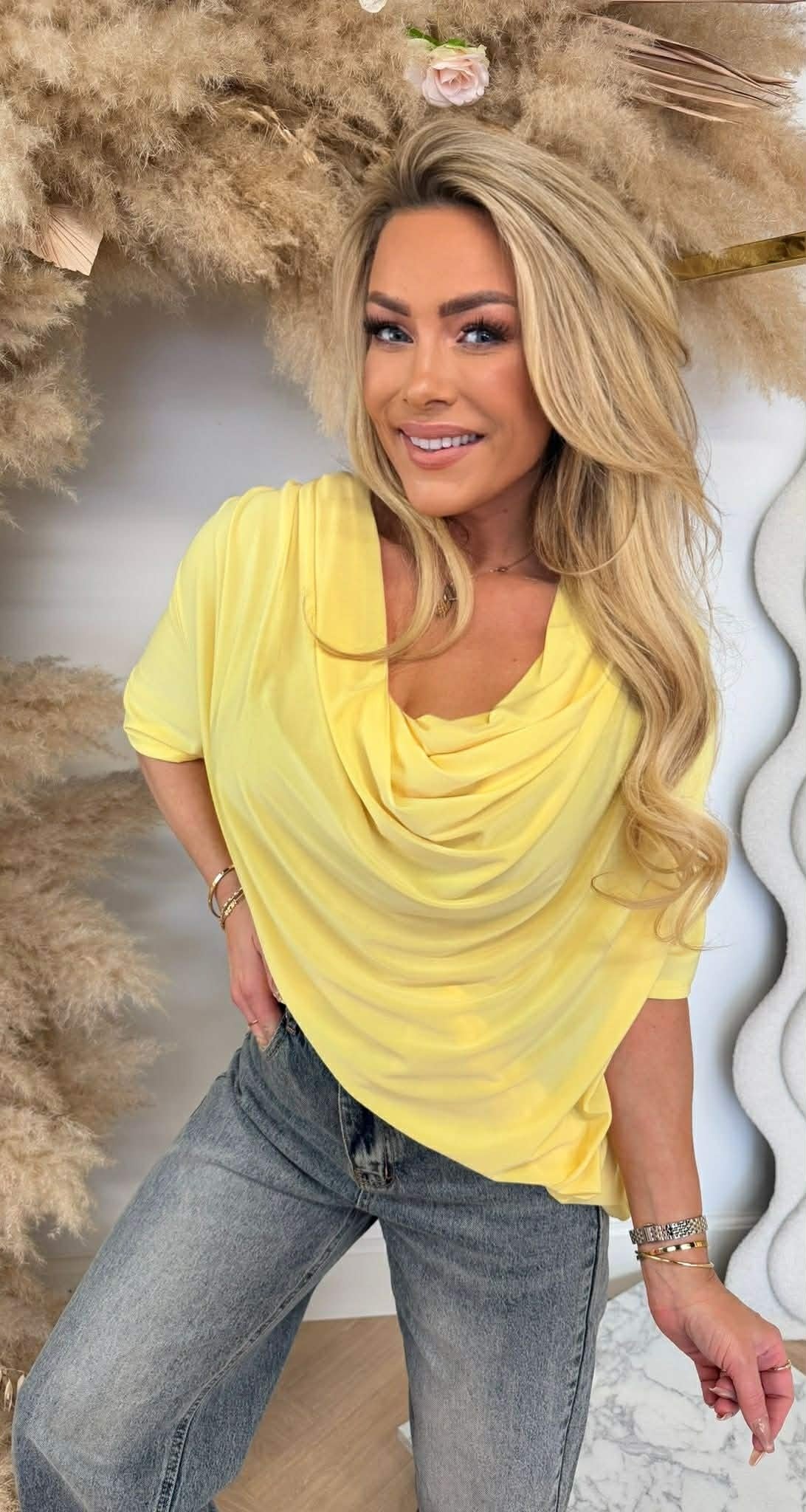 WATERFALL NECK SHIRT YELLOW