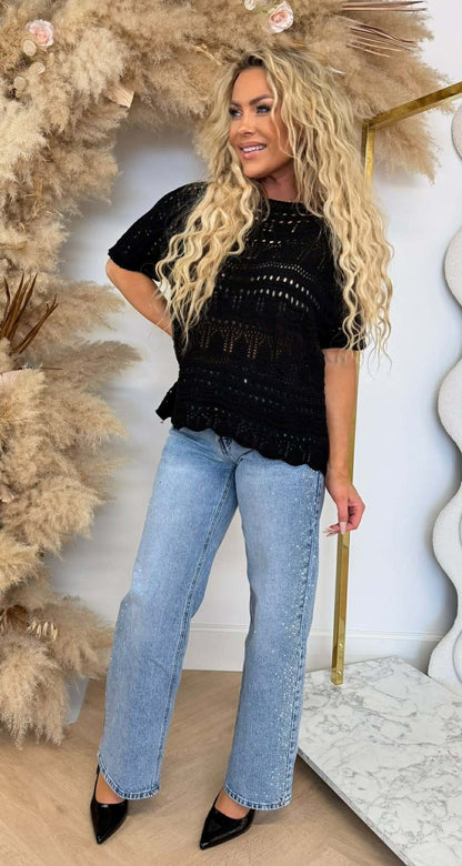 HAUT EN MAILLE WAVE NOIR