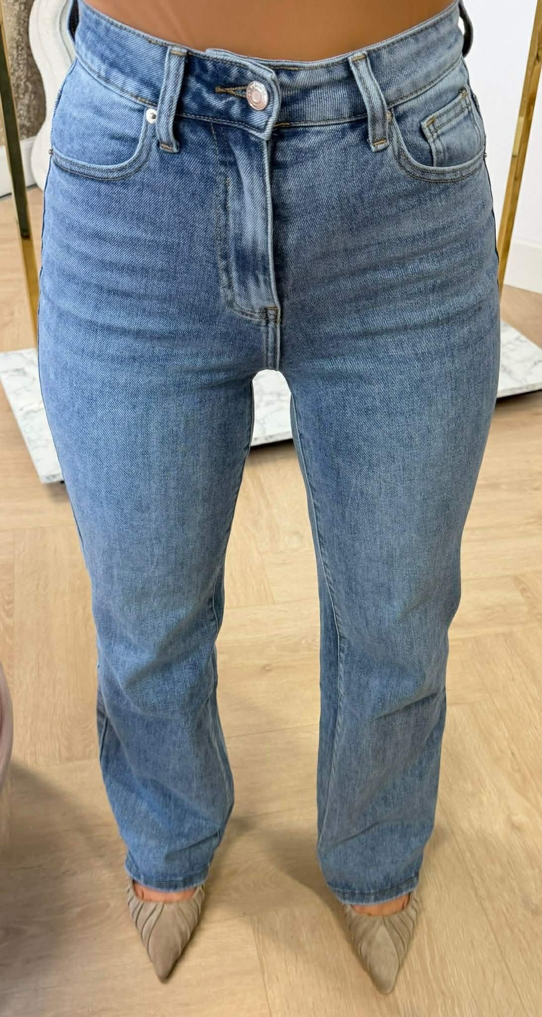 HIGH WAIST WIDE LEG JEANS 768B DENIMBLUE