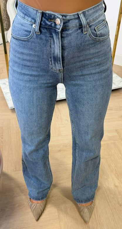 HIGH WAIST WIDE LEG JEANS 768B DENIMBLUE