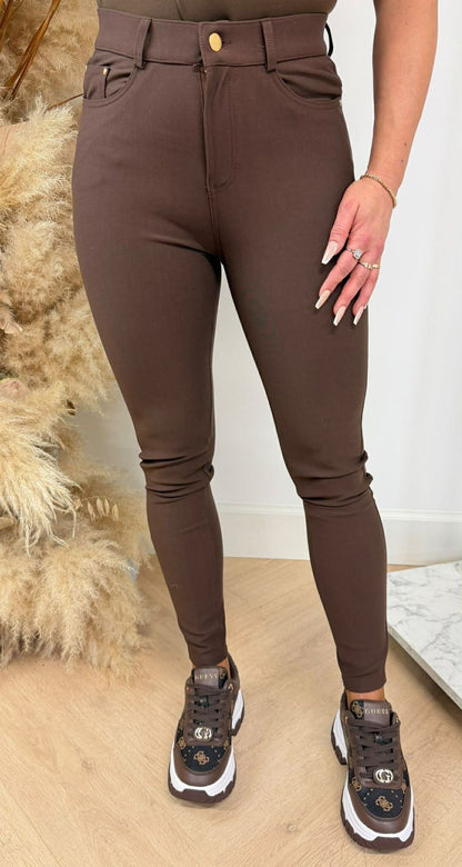 YU &amp; ME STRETCH TREGGING 1268-1 CHOCO