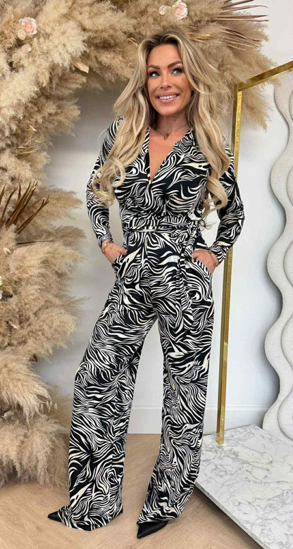 ZEBRA TRAVEL JUMPSUIT 8799 WHITE/BLACK