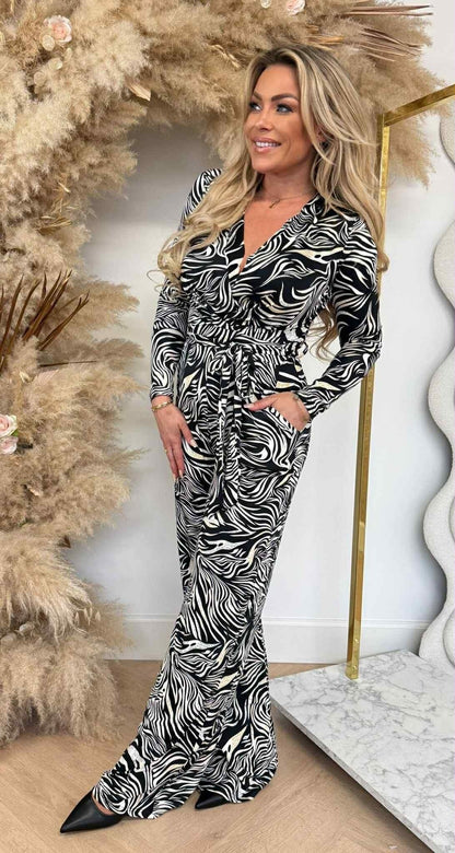ZEBRA TRAVEL JUMPSUIT 8799 WHITE/BLACK