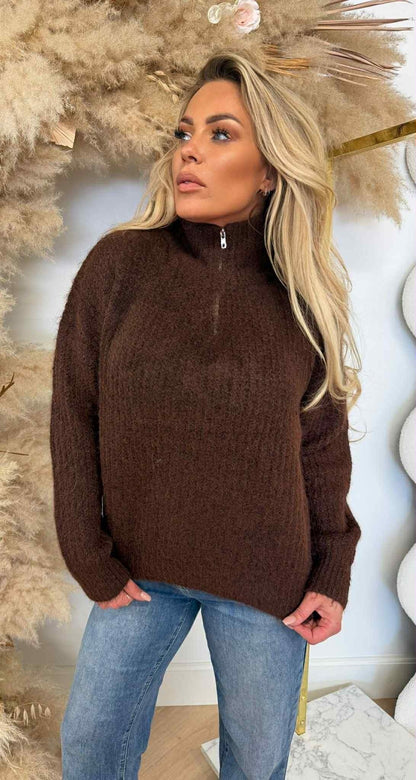 ZIP BASIC WINTER SWEAT 388122 CAFÉ